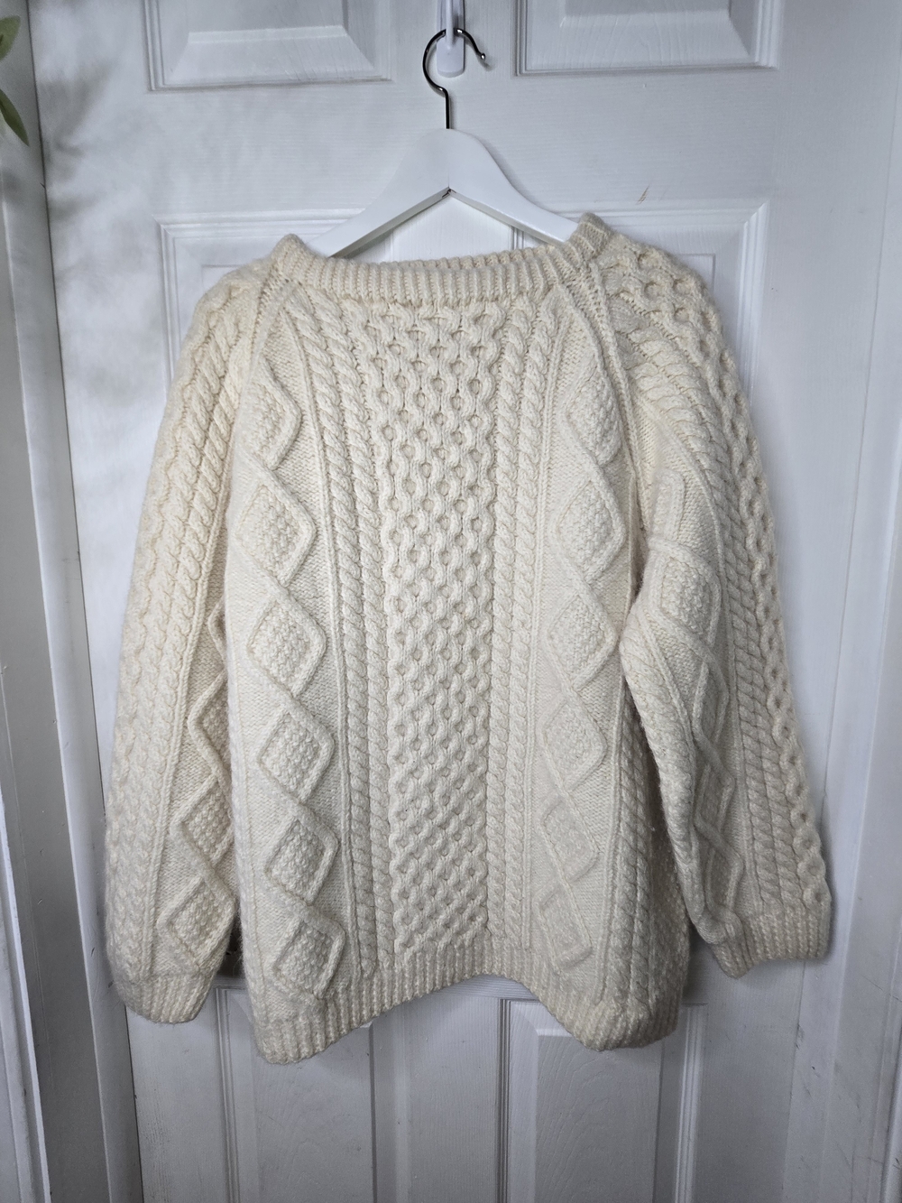 Bonner of Ireland Handknit Pure New Wool Irish Aran Cable Knit Sweater XL
